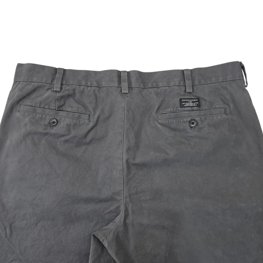 Banana Republic Aiden Chino Pants Men 38x32 Grey Flat Front Slim‎ Fit Cotton